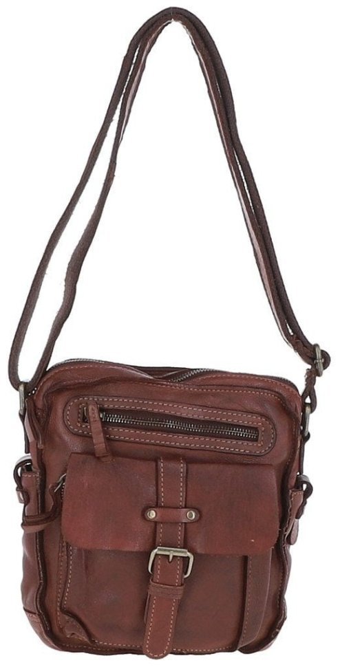 Мужская винтажная сумка планшет из натуральной кожи через плечо Ashwood SERGIO коричневого цвета 95450 modnotak фото №1