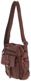 Мужская винтажная сумка планшет из натуральной кожи через плечо Ashwood SERGIO коричневого цвета 95450