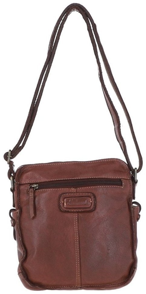 Мужская винтажная сумка планшет из натуральной кожи через плечо Ashwood SERGIO коричневого цвета 95450 modnotak фото №3