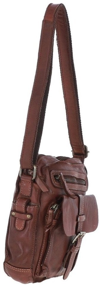 Мужская винтажная сумка планшет из натуральной кожи через плечо Ashwood SERGIO коричневого цвета 95450 modnotak фото №4
