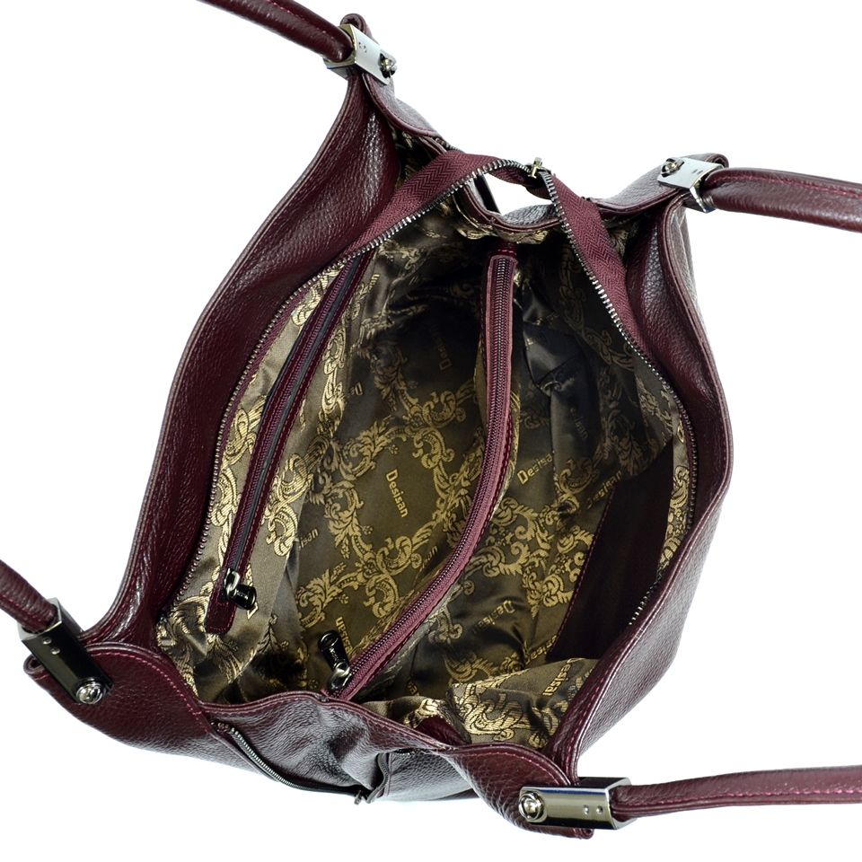 Бордова шкіряна сумка турецького бренду Desisan (28312)