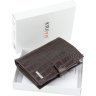 Коричневое мужское портмоне из натуральной кожи с блоком под документы KARYA (55950) - 11