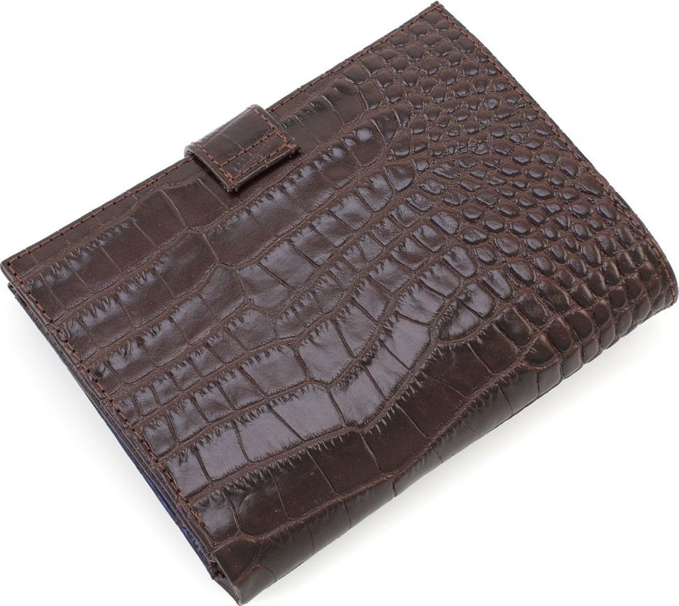 Коричневое мужское портмоне из натуральной кожи с блоком под документы KARYA (55950)