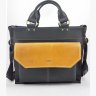 Стильная мужская сумка портфель из кожи Крейзи черная с желтым VATTO (11692) - 1