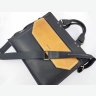 Стильная мужская сумка портфель из кожи Крейзи черная с желтым VATTO (11692) - 6