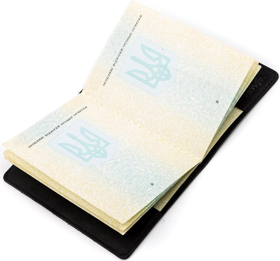 Черная обложка на паспорт из матовой натуральной кожи Shvigel (2413917)
