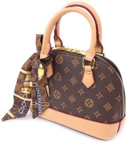 Повседневная городская женская сумка из качественного кожзама через плечо Vintage коричневого цвета 96950