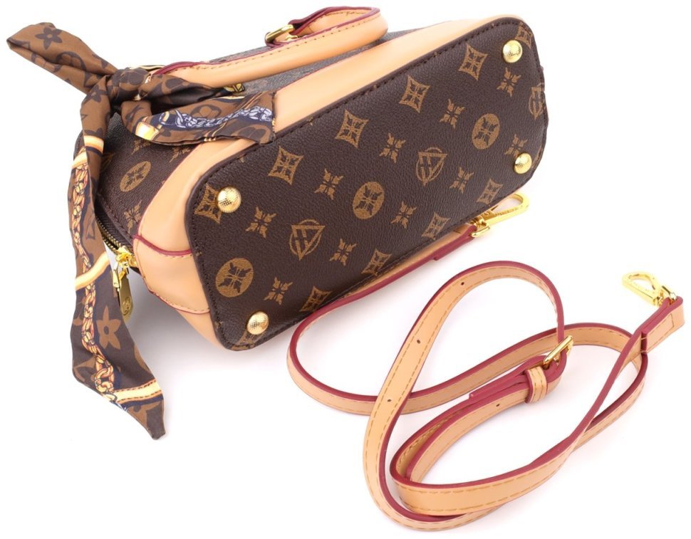 Повседневная городская женская сумка из качественного кожзама через плечо Vintage коричневого цвета 96950 modnotak фото №4