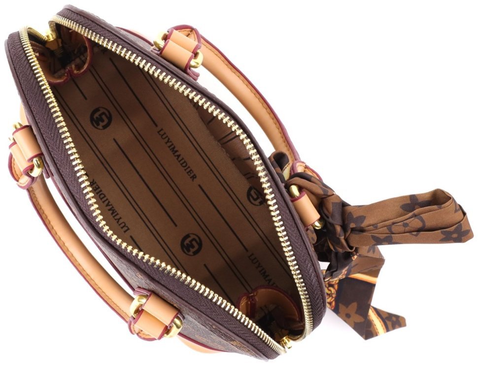 Повседневная городская женская сумка из качественного кожзама через плечо Vintage коричневого цвета 96950 modnotak фото №5