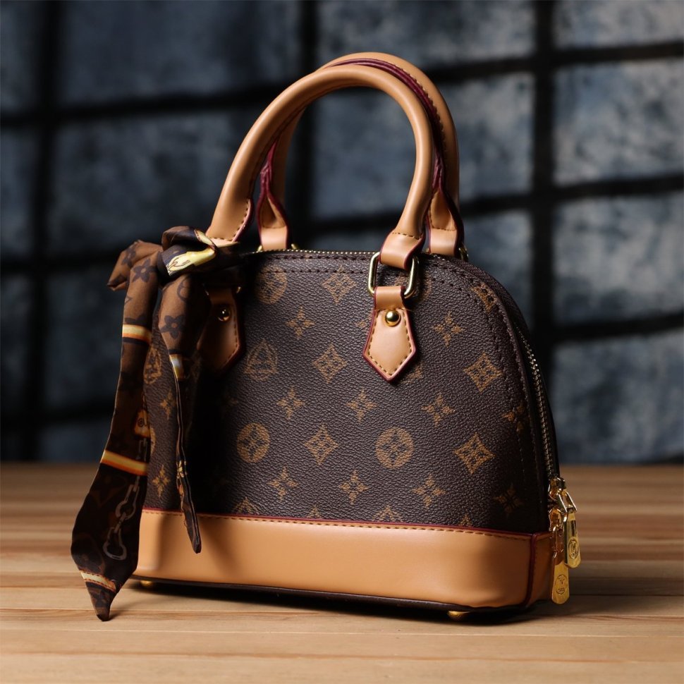 Повседневная городская женская сумка из качественного кожзама через плечо Vintage коричневого цвета 96950 modnotak фото №7