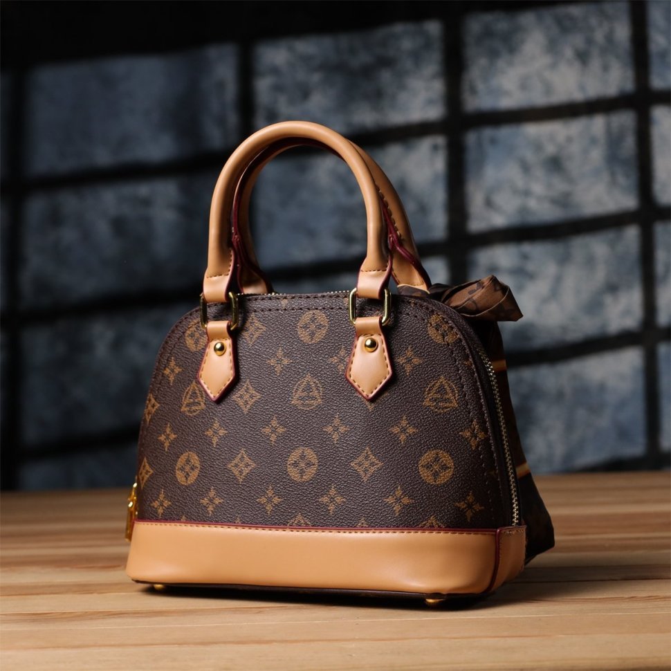 Повседневная городская женская сумка из качественного кожзама через плечо Vintage коричневого цвета 96950 modnotak фото №8