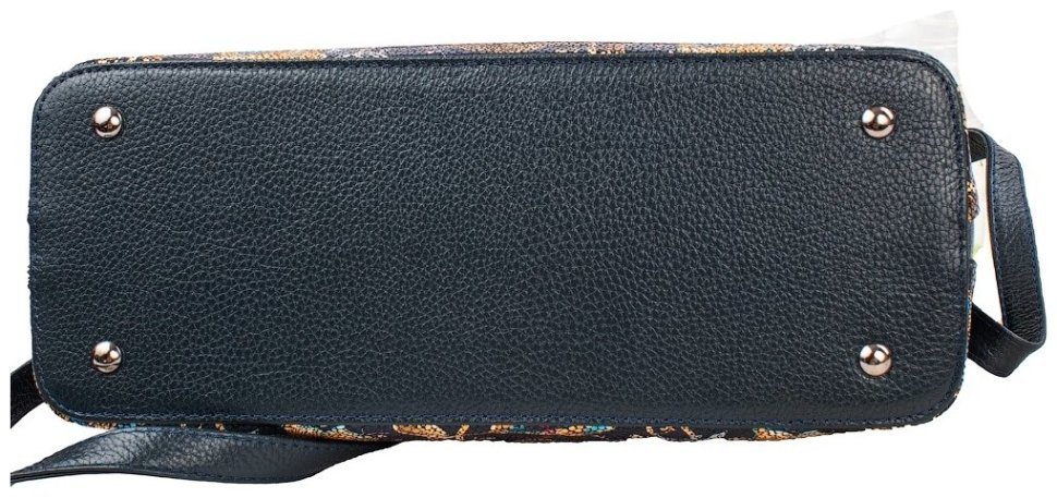 Женская каркасная сумка из натуральной кожи и ручкой для носки с принтом цветов Desisan 107050 синего цвета modnotak фото №6