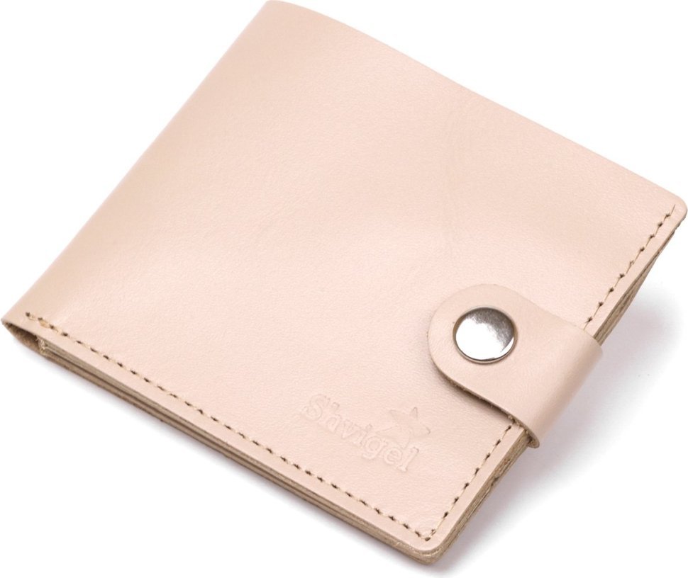 Кожаное женское портмоне бежевого цвета с карманом для мелочи Shvigel (2416447)