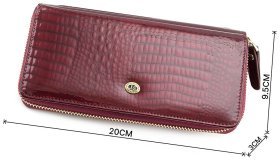 Лаковый кошелек бордового цвета с блоком для карт ST Leather (16328)