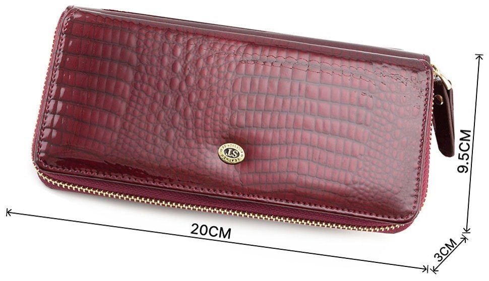 Лаковый кошелек бордового цвета с блоком для карт ST Leather (16328) фото №3 Лаковый кошелек бордового цвета с блоком для карт ST Leather (16328) modnotak фото №3