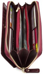 Лаковий гаманець бордового кольору з блоком для карт ST Leather (16328)