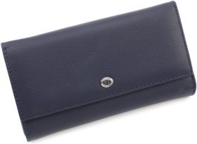 Темно-синій жіночий гаманець із натуральної шкіри із блоком під карти ST Leather 1767450
