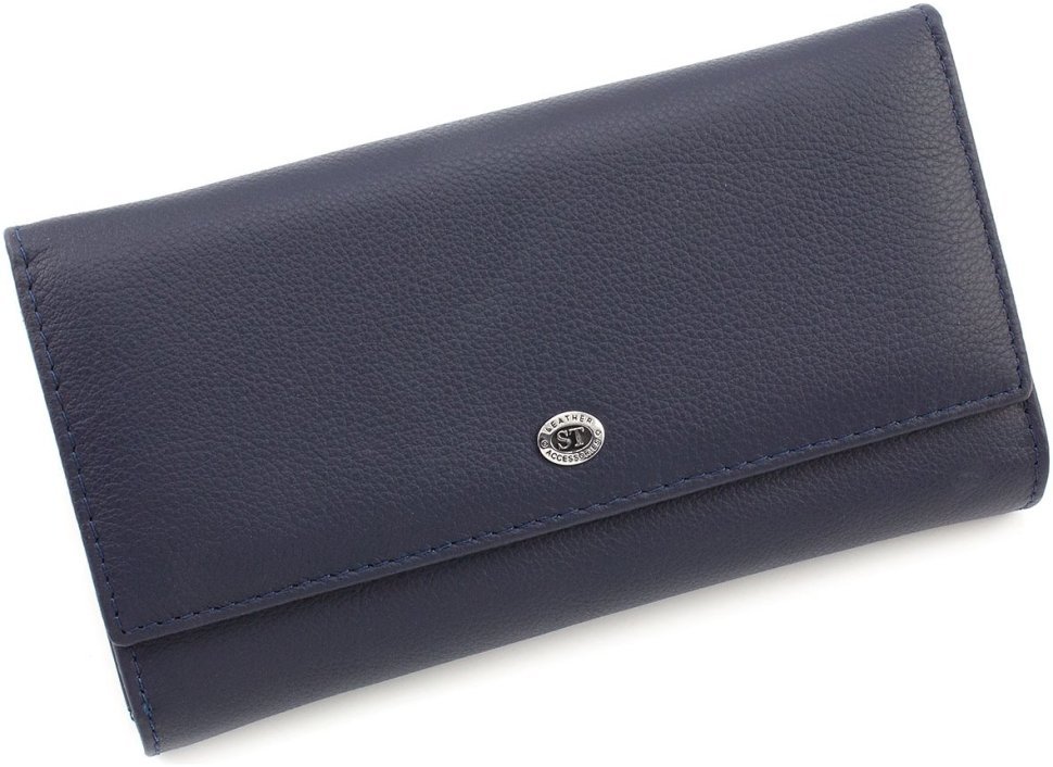 Темно-синий женский кошелек из натуральной кожи с блоком под карты ST Leather 1767450