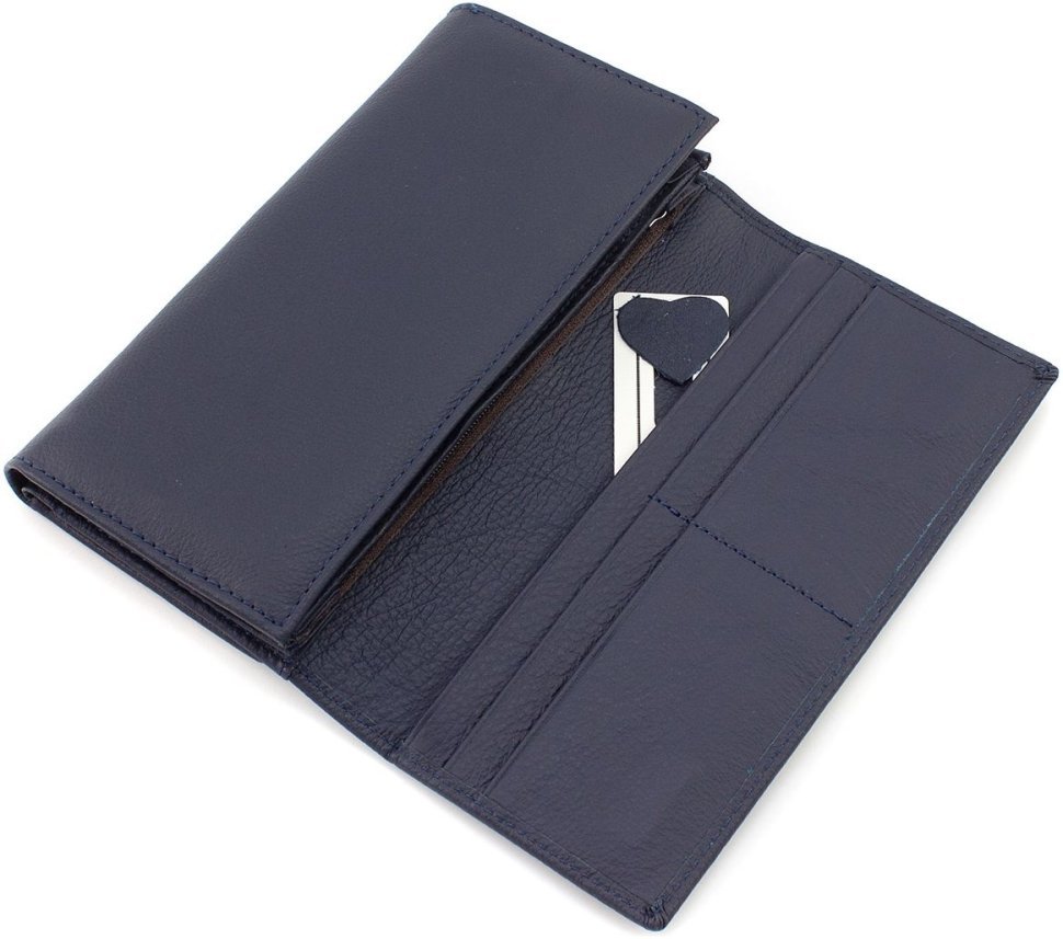 Темно-синій жіночий гаманець із натуральної шкіри із блоком під карти ST Leather 1767450