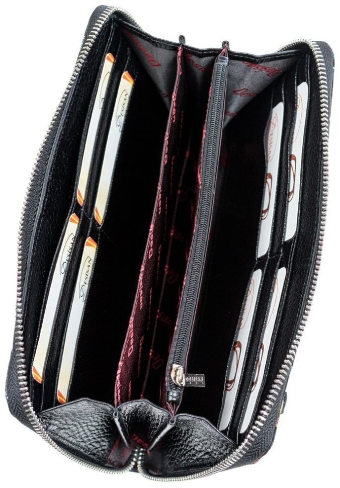 Разноцветный кожаный женский кошелек на молнии с кистевым ремнем Desisan 107750 modnotak фото №5