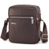 Чоловіча шкіряна сумка-планшет коричневого кольору на дві блискавки Tom Stone 77750 - 1