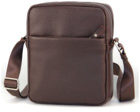 Чоловіча шкіряна сумка-планшет коричневого кольору на дві блискавки Tom Stone 77750