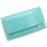 Гаманець шкіряний з лаковим покриттям Leather Collection 97750 блакитного кольору фото №3 Гаманець шкіряний з лаковим покриттям Leather Collection 97750 блакитного кольору modnotak фото - 3