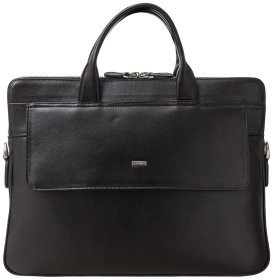 Ділова чоловіча сумка з натуральної гладкої шкіри для документів Desisan 107850 чорного кольору через плече