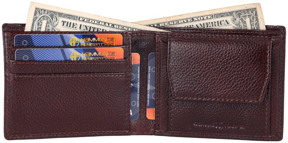 Кожаный мужской кошелек без застежки со съемным блоком для карт Hammonds Flycatcher HF577 коричневого цвета 107950 modnotak фото №2