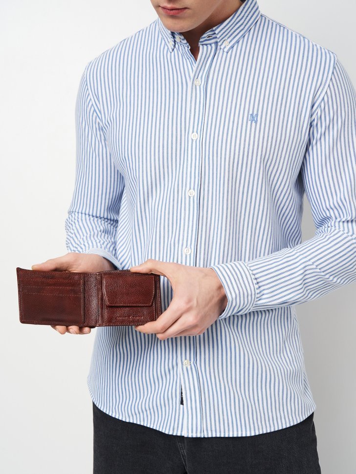 Кожаный мужской кошелек без застежки со съемным блоком для карт Hammonds Flycatcher HF577 коричневого цвета 107950 modnotak фото №10