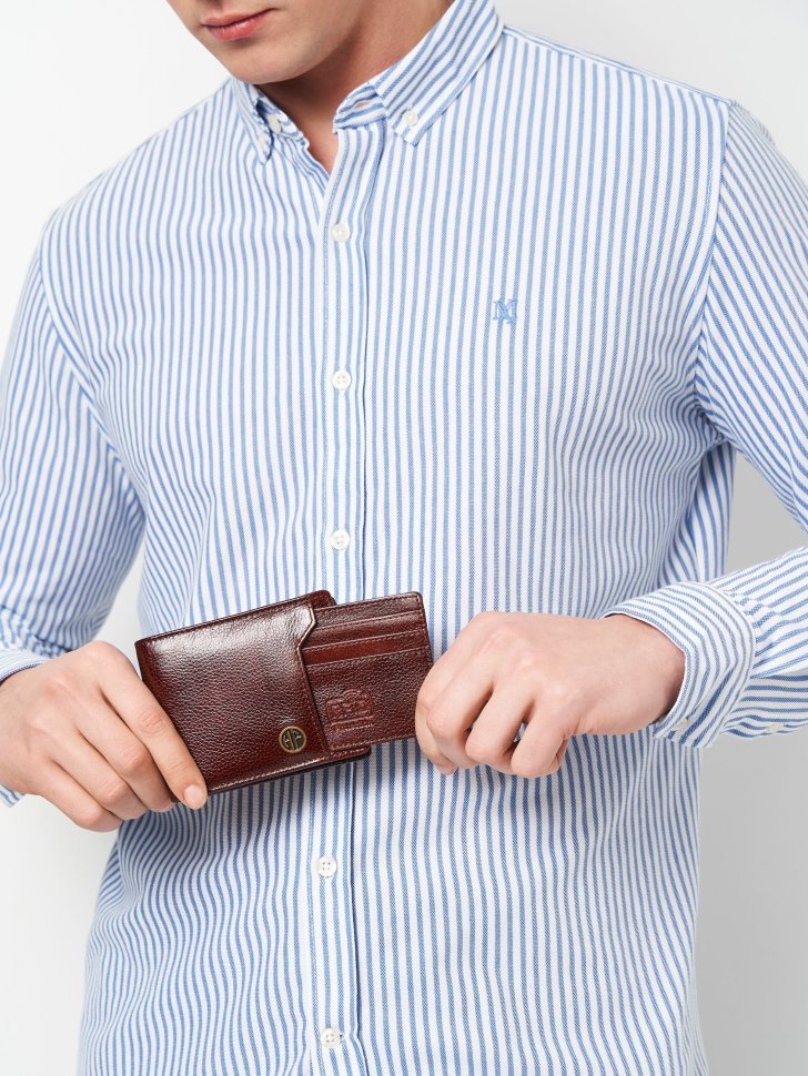 Кожаный мужской кошелек без застежки со съемным блоком для карт Hammonds Flycatcher HF577 коричневого цвета 107950 modnotak фото №11