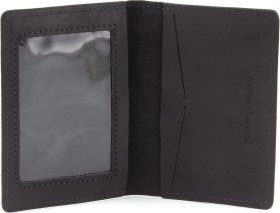 Черная обложка для военного билета из итальянской кожи с картой Украины - Grande Pelle (21947)