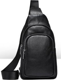 Черная сумка-рюкзак из зернистой кожи через плечо Vintage (20242)