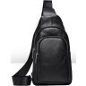 Черная сумка-рюкзак из зернистой кожи через плечо Vintage (20242) - 1