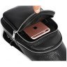 Черная сумка-рюкзак из зернистой кожи через плечо Vintage (20242) - 6