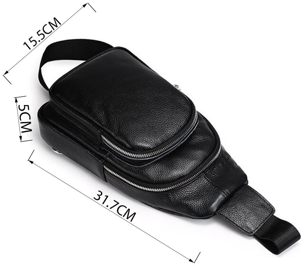 Черная сумка-рюкзак из зернистой кожи через плечо Vintage (20242)
