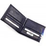 Шкіряне чоловіче портмоне синього кольору з тисненням KARYA (0945-58) - 4