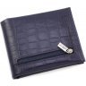 Шкіряне чоловіче портмоне синього кольору з тисненням KARYA (0945-58) - 3