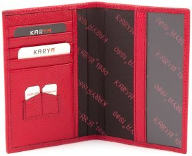 Красная обложка на паспорт из натуральной кожи флотар KARYA (094-46)