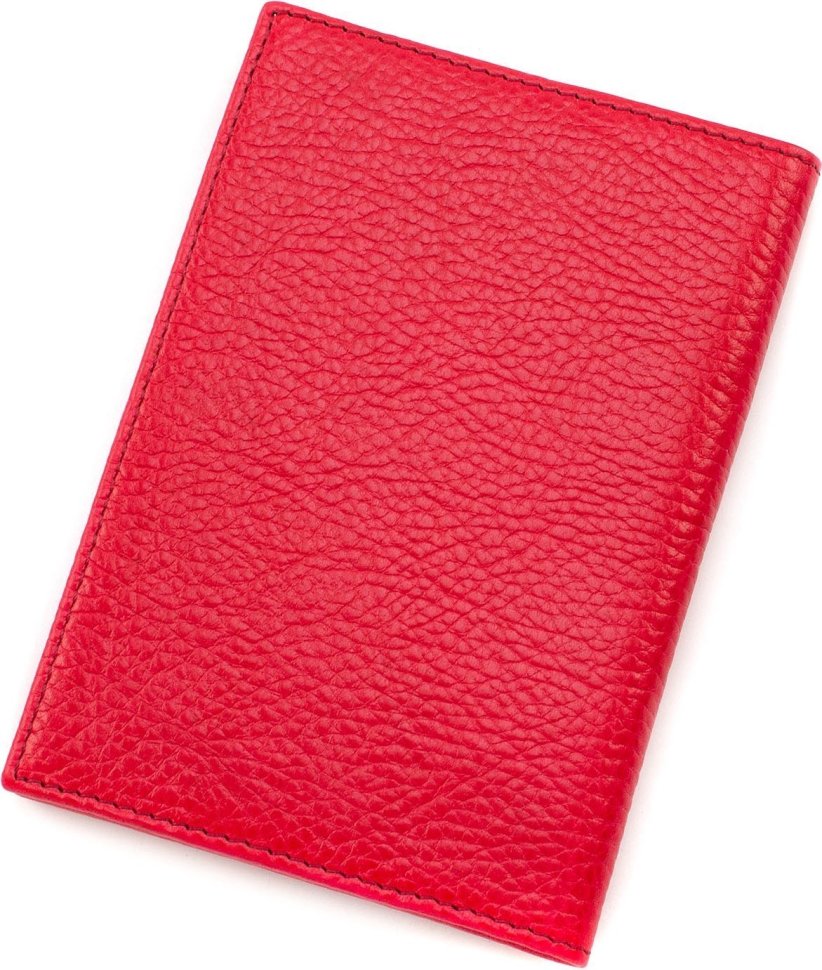 Красная обложка на паспорт из натуральной кожи флотар KARYA (094-46)