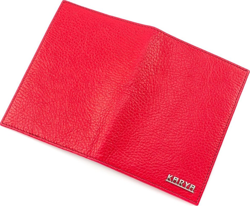 Красная обложка на паспорт из натуральной кожи флотар KARYA (094-46)