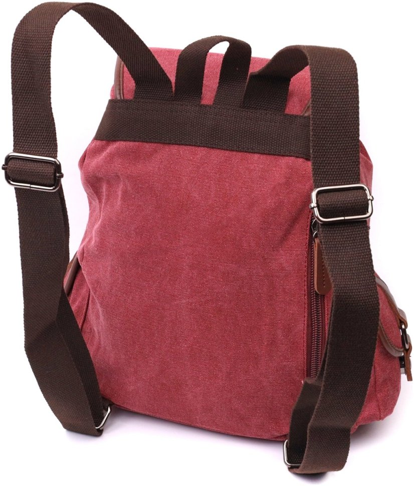 Жіночий текстильний рюкзак бордового кольору з клапаном на магніті Vintage 2422153