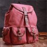 Женский текстильный рюкзак бордового цвета с клапаном на магните Vintage 2422153 - 7
