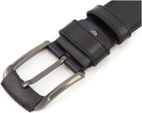 Черный мужской джинсовый ремень из натуральной кожи со строчкой Sergio Torri 45051