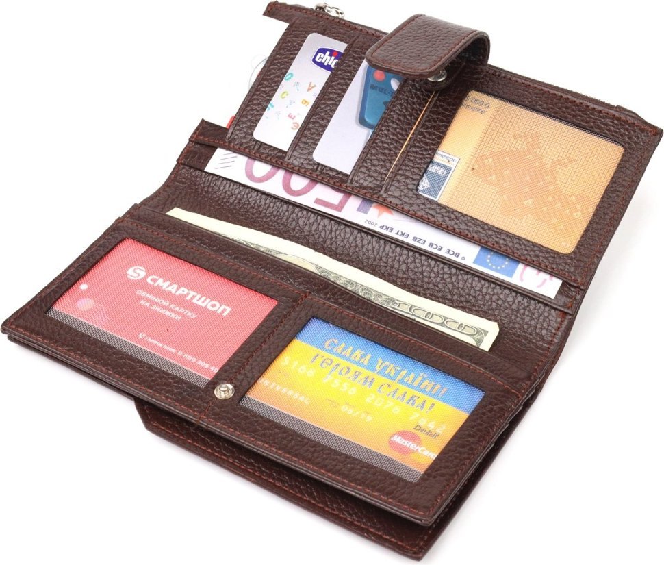 Жіночий вертикальний гаманець із натуральної шкіри флотар коричневого кольору CANPELLINI (2421642)