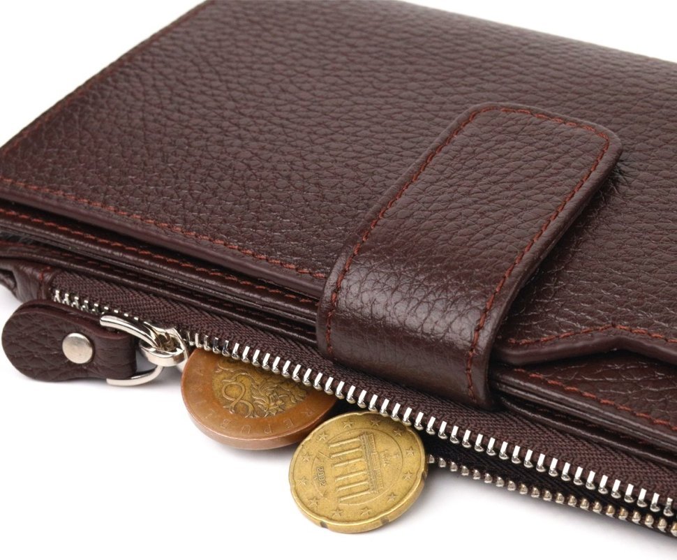 Жіночий вертикальний гаманець із натуральної шкіри флотар коричневого кольору CANPELLINI (2421642)