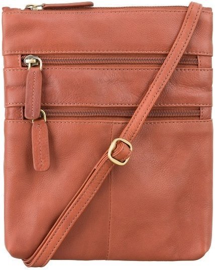 Повседневная кожаная сумка на плечо из натуральной кожи коричневого цвета Visconti Slim Bag 68750