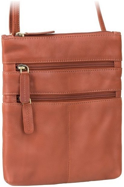 Повседневная кожаная сумка на плечо из натуральной кожи коричневого цвета Visconti Slim Bag 68750