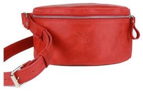 Червона вінтажна жіноча сумка-бананка із натуральної шкіри BlankNote 78950
