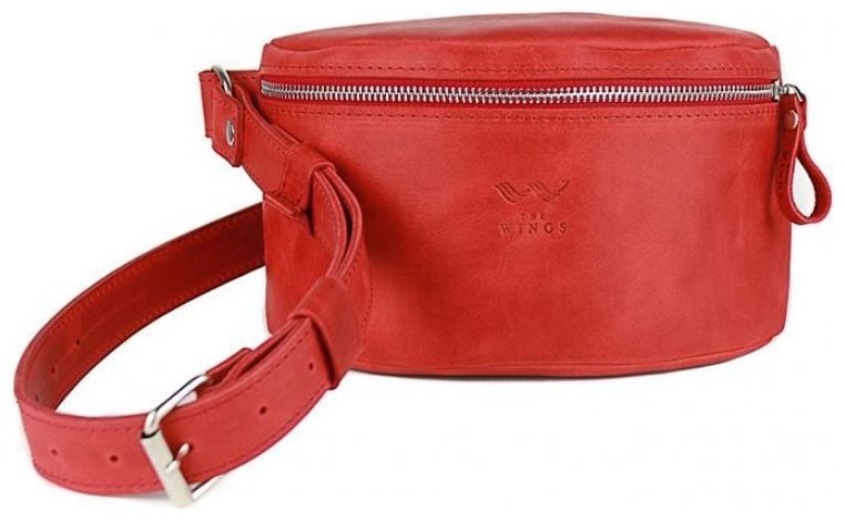 Красная винтажная женская сумка-бананка из натуральной кожи BlankNote 78950
